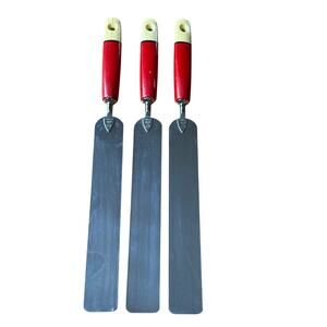 Vintage Icing Cake Spreaders Lot 3 A & J Stainless Steel Distressed Red Handles